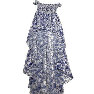 Caroline Constas Cover-Up Dress in Blue Floral